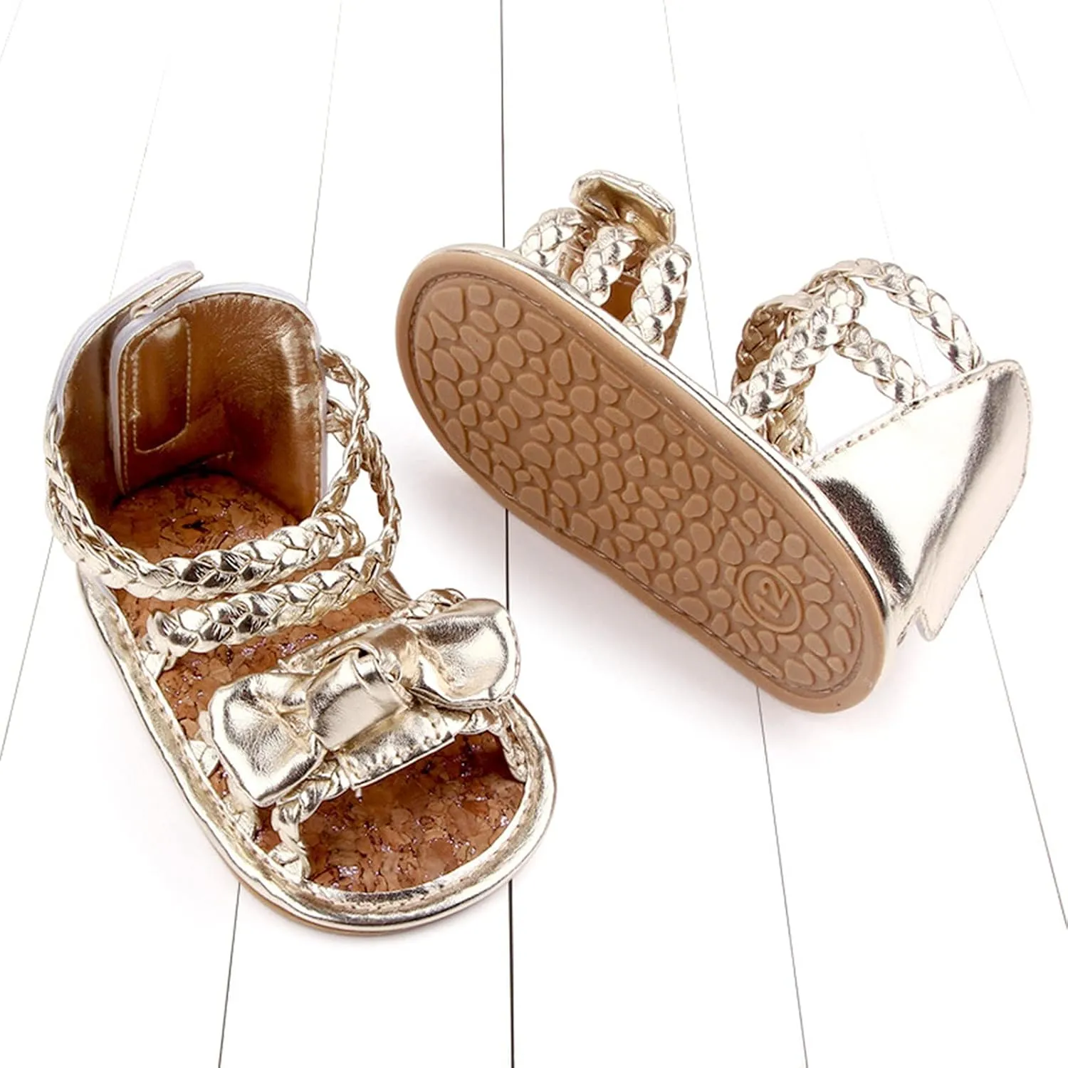 Summer Girls Shoes Sandals Bow Rubber Baby Soft Boys Walking Flat Sole Non-Slip Baby Shoes Slides for Girls Size 3