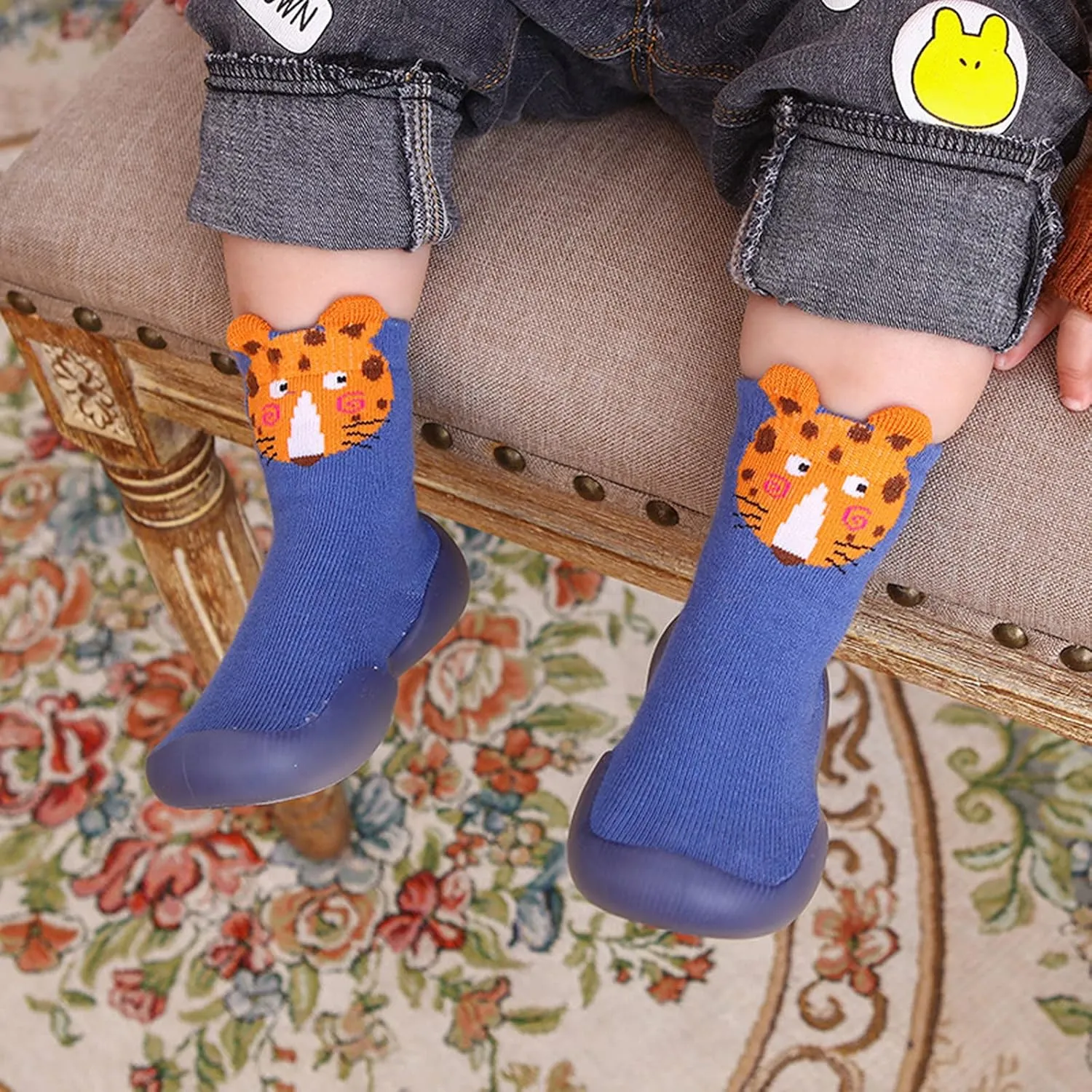 Toddler Baby Boys Girls Solid Warm Knit Soft Sole Rubber Shoes Socks Slipper Slippers for Men Non Slip