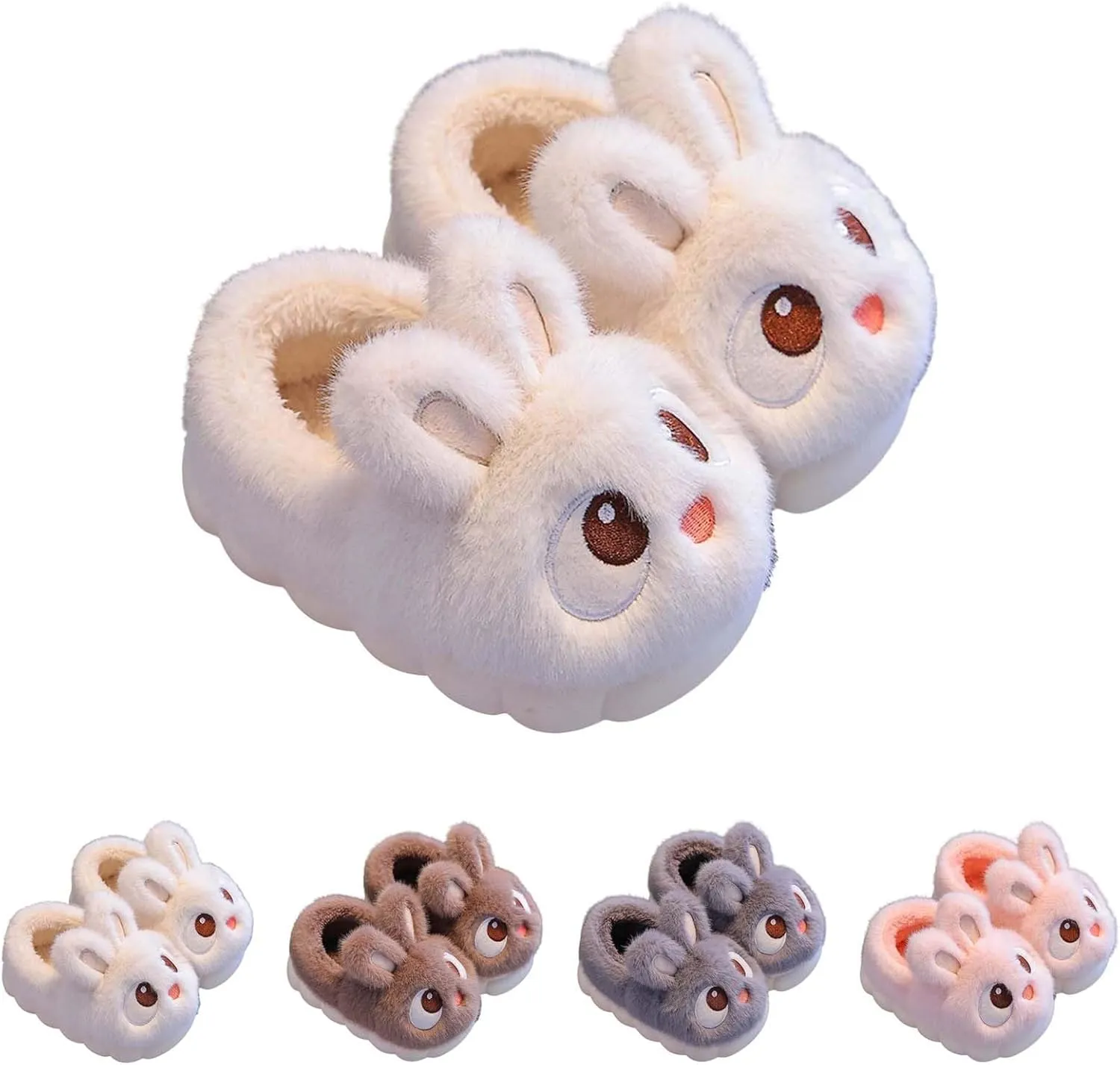 Toddler Fuzzy Bunny Slipper Baby Girls Boys Non Slip House Indoor Ankle Flat Shoes Cute Warm Cozy Cotton Fleece Shoes