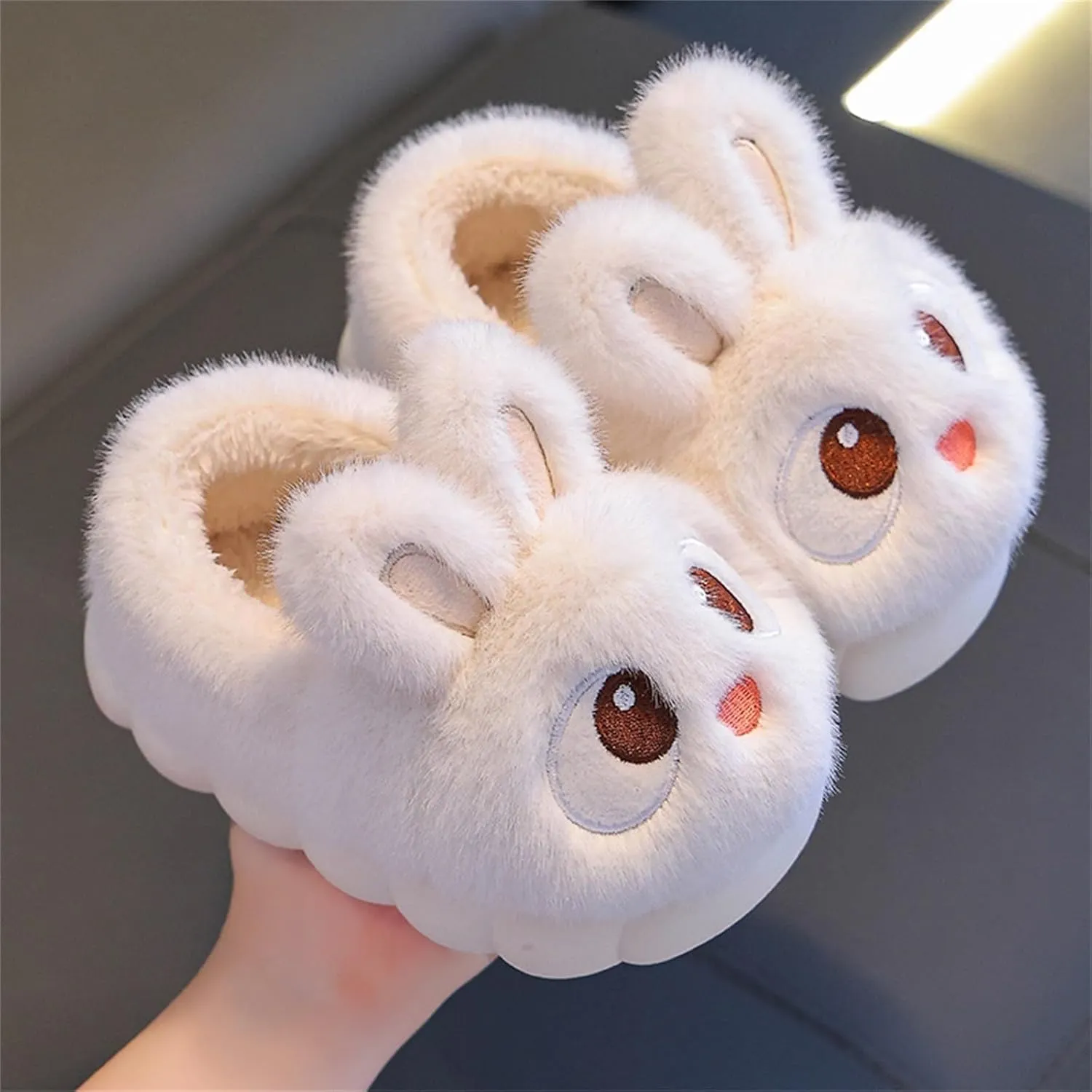 Toddler Fuzzy Bunny Slipper Baby Girls Boys Non Slip House Indoor Ankle Flat Shoes Cute Warm Cozy Cotton Fleece Shoes