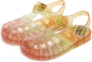 Toddler Girls Jelly Sandals Soft Rubber Sole Closed Toe Beach Summer Shoes Princess Flat