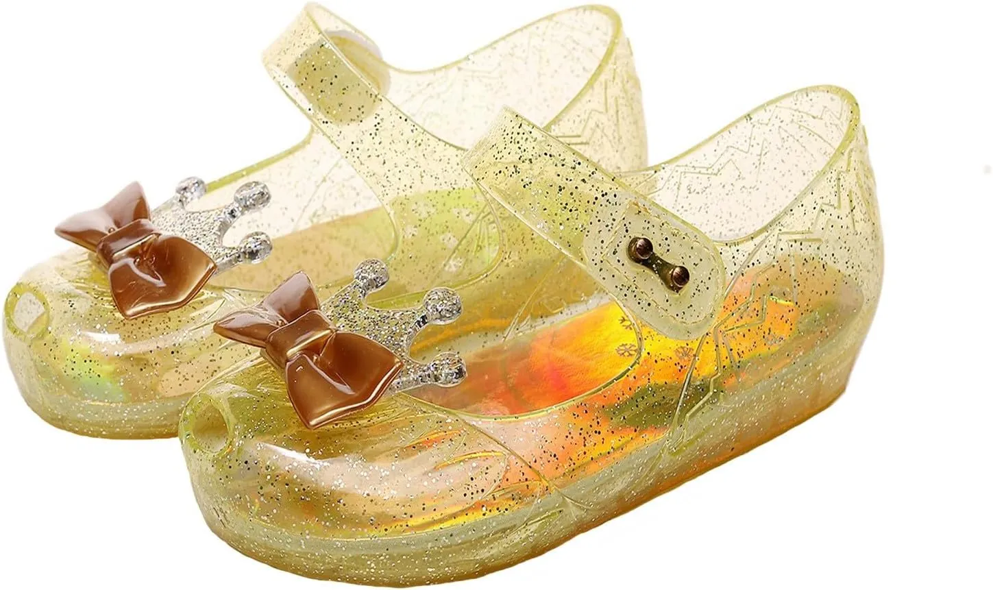 Toddler Jelly Sandals Kids Girl Cute Crown Bowknot Princess Mary Jane Shoes Birthday Dance Party Glitter Dress Sandal