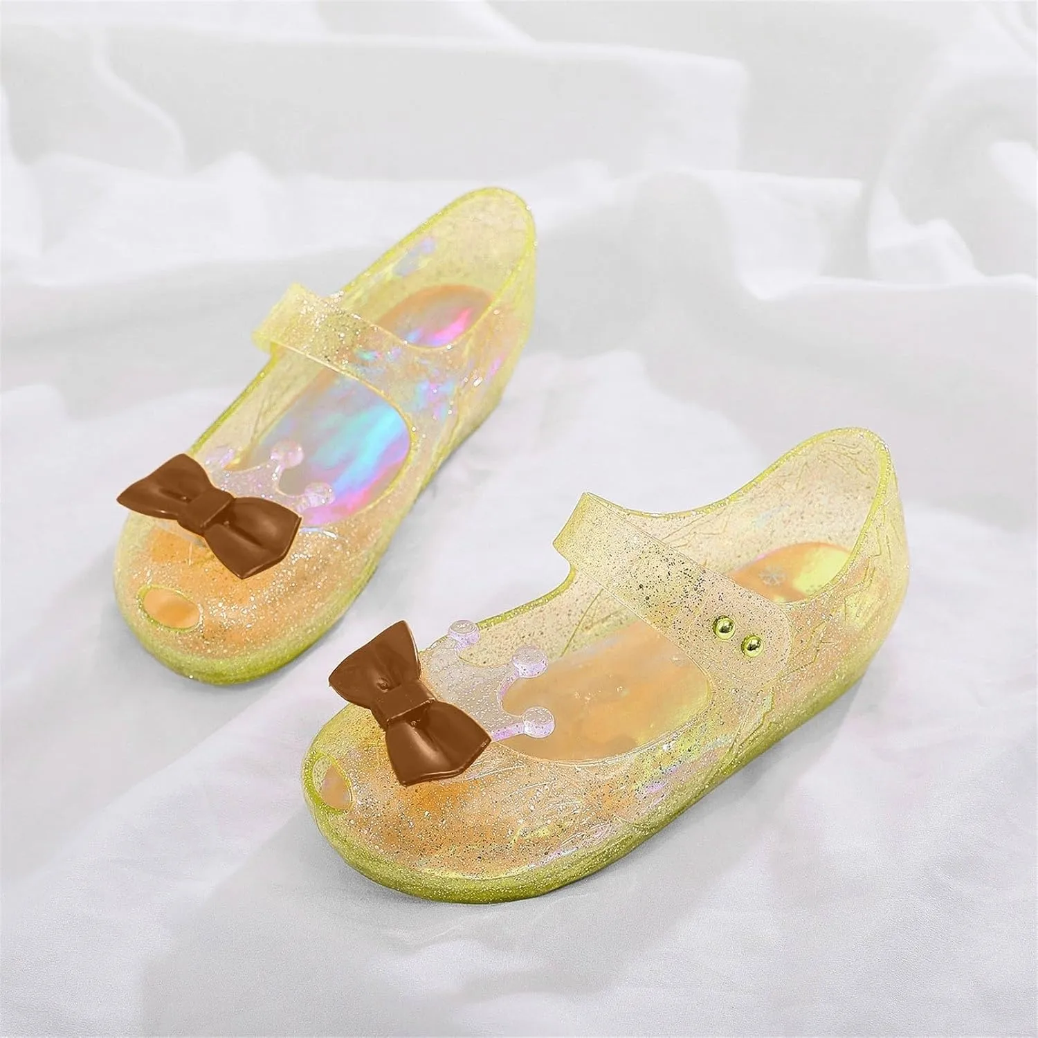 Toddler Jelly Sandals Kids Girl Cute Crown Bowknot Princess Mary Jane Shoes Birthday Dance Party Glitter Dress Sandal