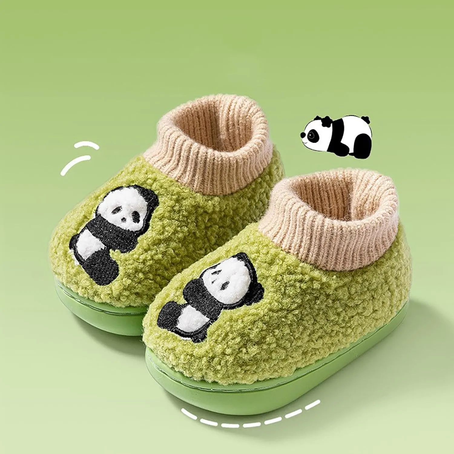Toddler Kids Knit Plush Slippers Panda Bear Bedroom artoon Cotton Memory Foam Comfy House Warm Shoes for Girls Boys