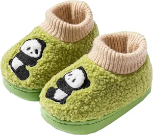 Toddler Kids Knit Plush Slippers Panda Bear Bedroom artoon Cotton Memory Foam Comfy House Warm Shoes for Girls Boys