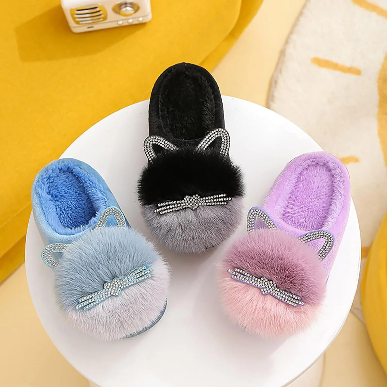 Toddler Slippers Girls Boys Soft Sole Non Slip Socks Slippers First Walking Shoes Fleece Fluff ?All Slipper