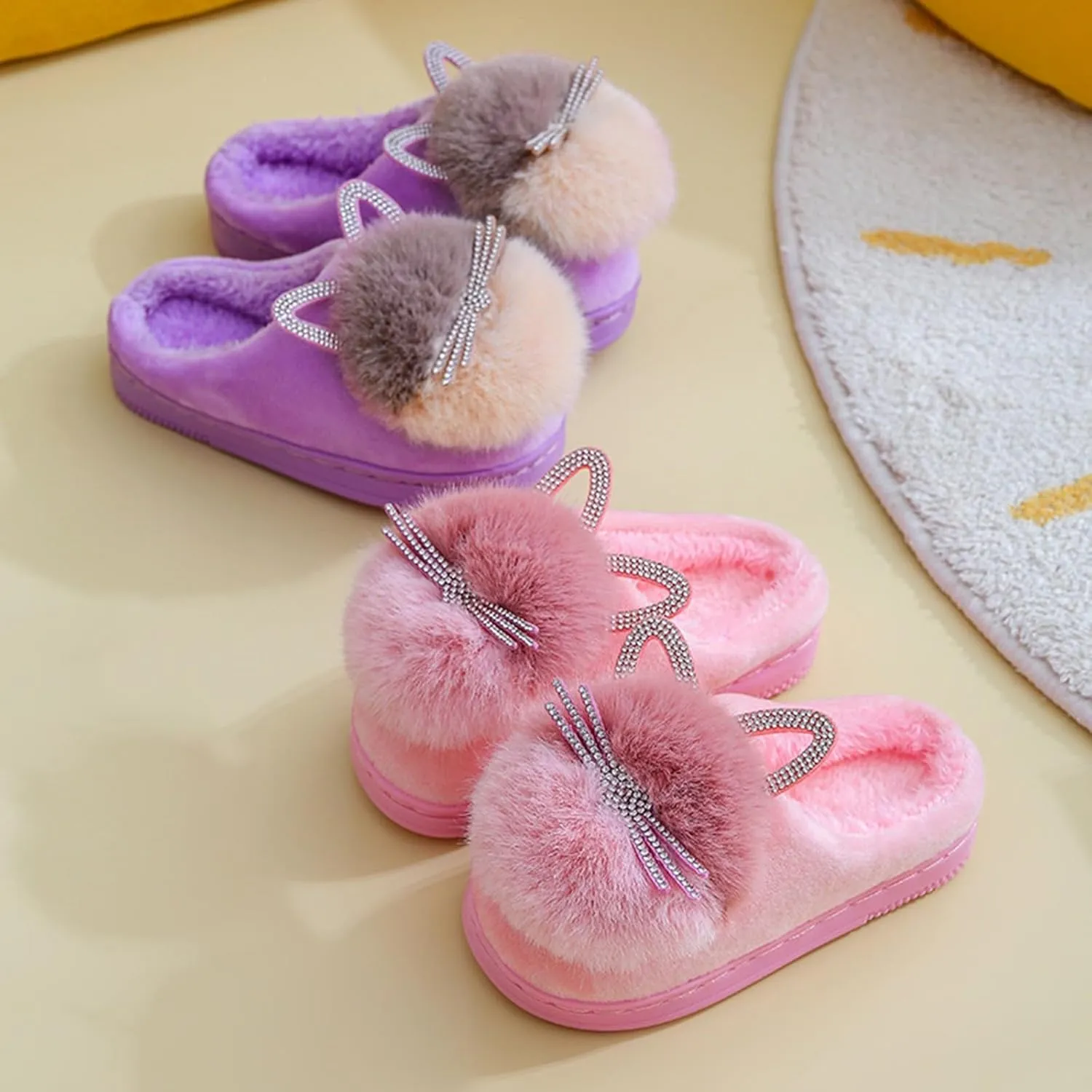 Toddler Slippers Girls Boys Soft Sole Non Slip Socks Slippers First Walking Shoes Fleece Fluff ?All Slipper
