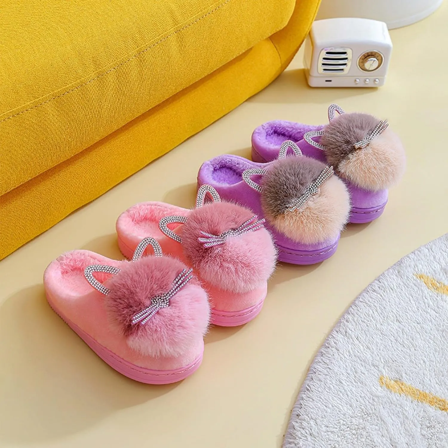 Toddler Slippers Girls Boys Soft Sole Non Slip Socks Slippers First Walking Shoes Fleece Fluff ?All Slipper