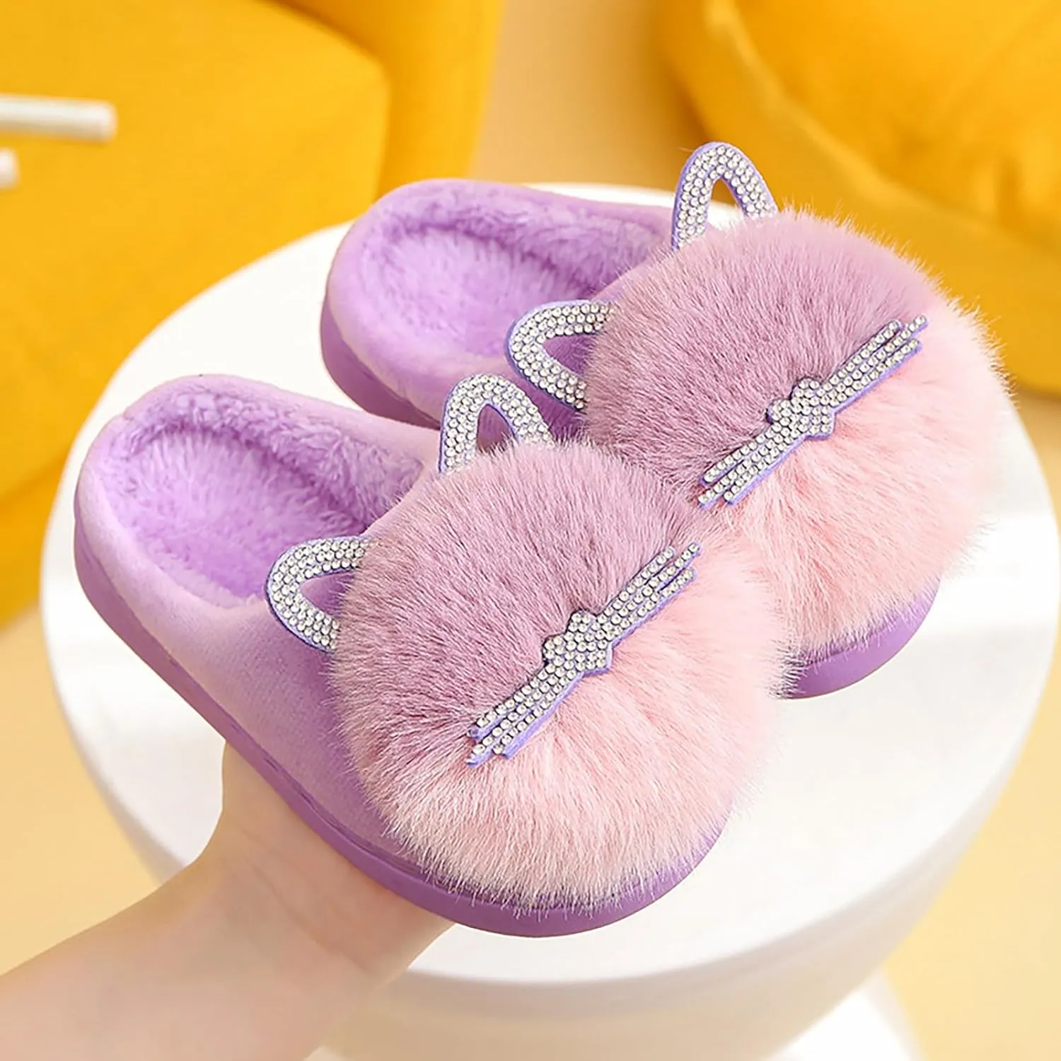 Toddler Slippers Girls Boys Soft Sole Non Slip Socks Slippers First Walking Shoes Fleece Fluff ?All Slipper