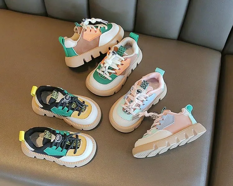Toddler Walking Shoes Chunky Girls Boys Barefoot Shoes Slip Resistant Baby Running Shoes Soft Sole