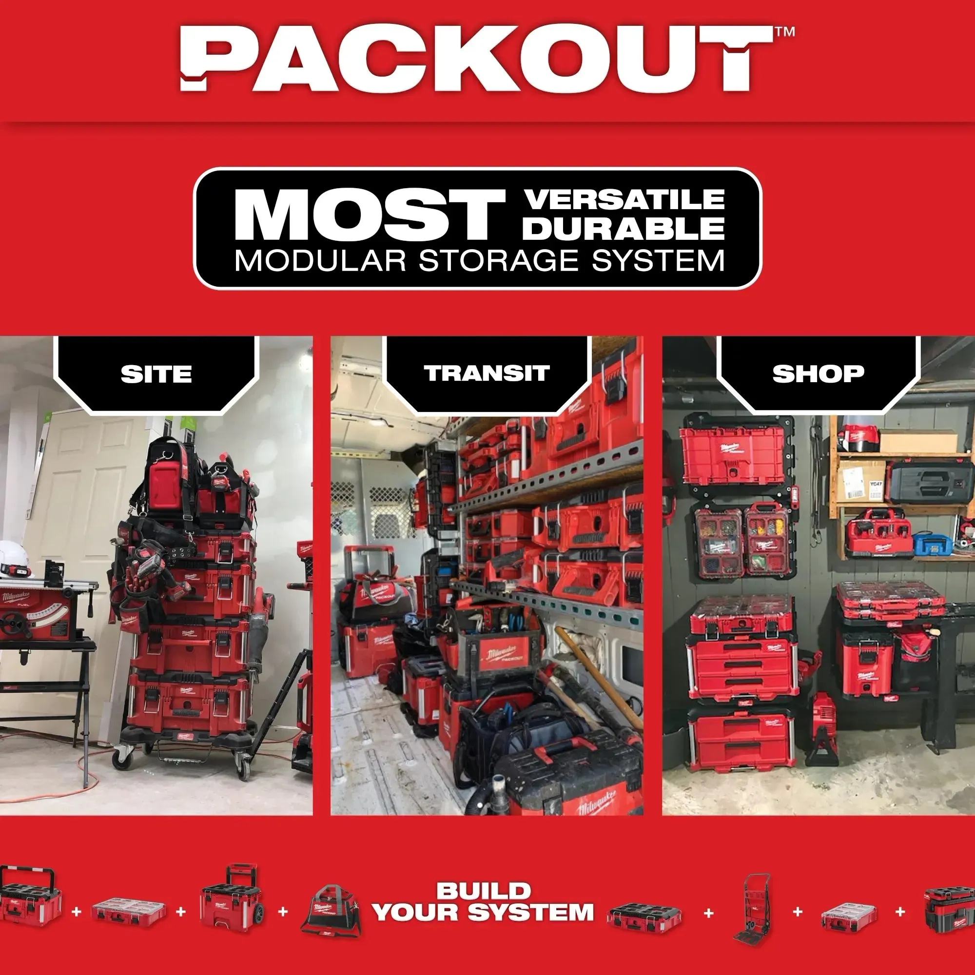 Tool Box - Milwaukee PACKOUT™ Multi-Depth 3-Drawer Tool Box, 48-22-8447