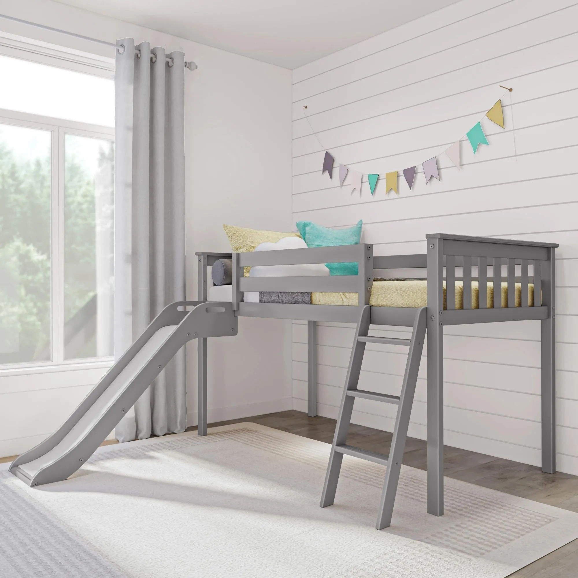 Twin Low Loft Bed With Easy Slide