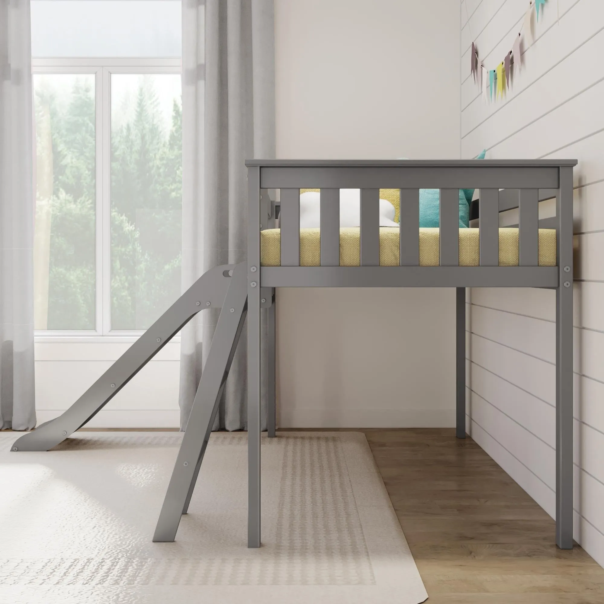 Twin Low Loft Bed With Easy Slide