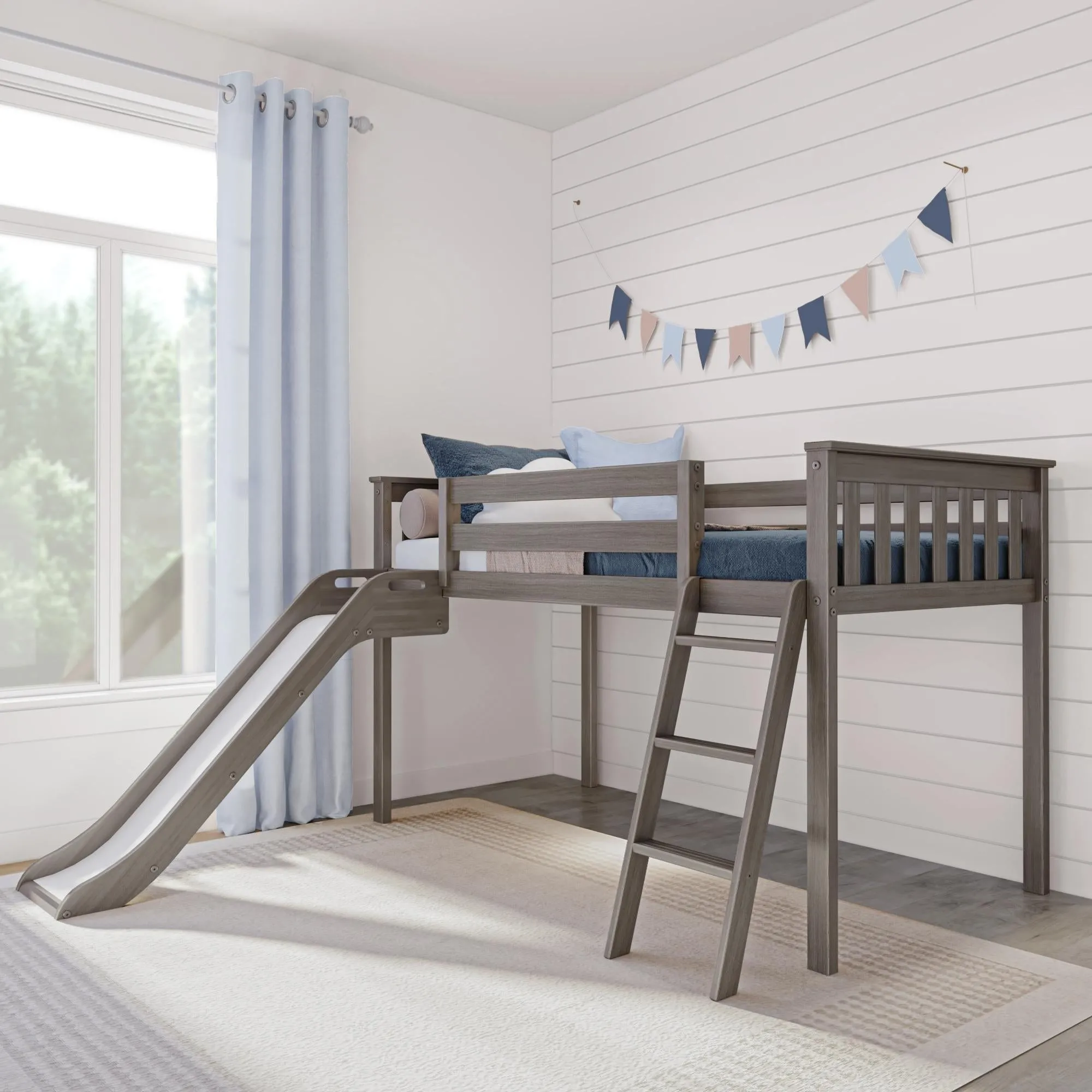 Twin Low Loft Bed With Easy Slide