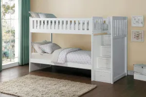 Twin/Twin Staircase White Bunkbed with Bedroom Furniture Options
