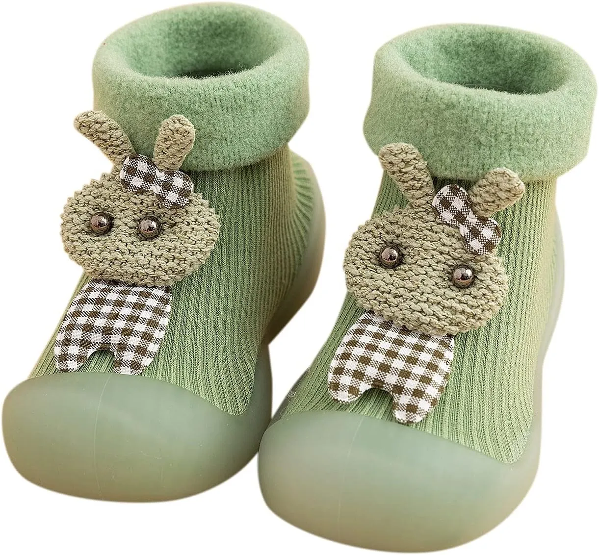 Unisex Toddler GirlsFirst Walking Shoes Kids Toddler Baby Boys Girls Solid Warm Knit Soft Sole Rubber (Green, 22-23)