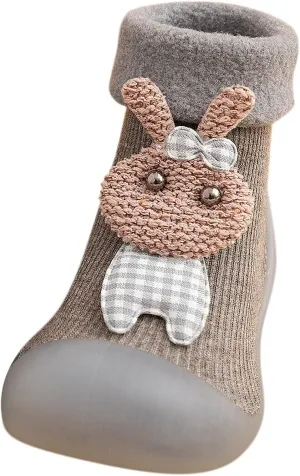 Unisex Toddler GirlsFirst Walking Shoes Kids Toddler Baby Boys Girls Solid Warm Knit Soft Sole Rubber (Grey, 24-25)