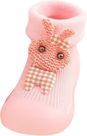 Unisex Toddler GirlsFirst Walking Shoes Kids Toddler Baby Boys Girls Solid Warm Knit Soft Sole Rubber (Pink, 24-25)
