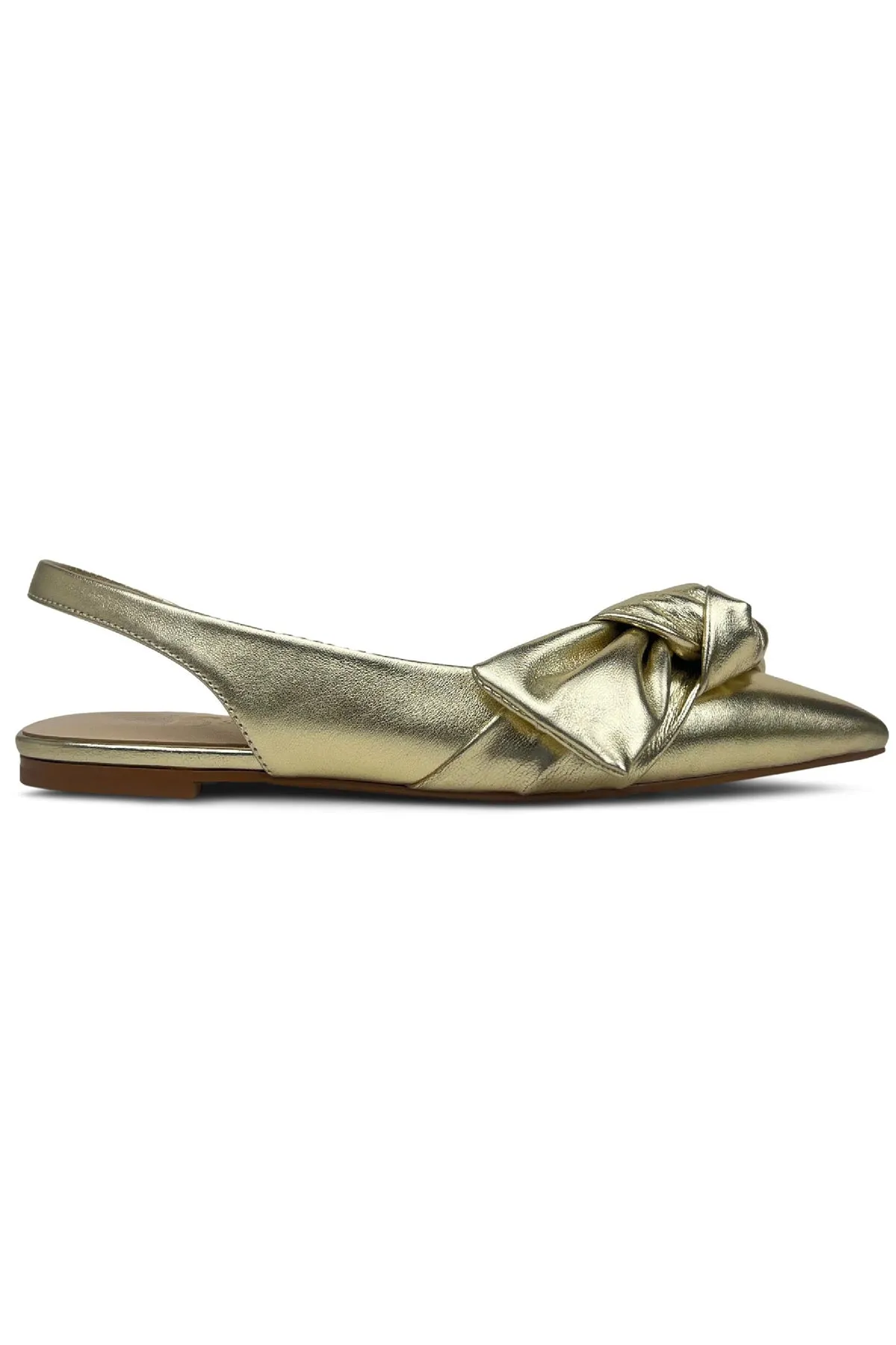 Violet Slingback Flat in Gold Leather