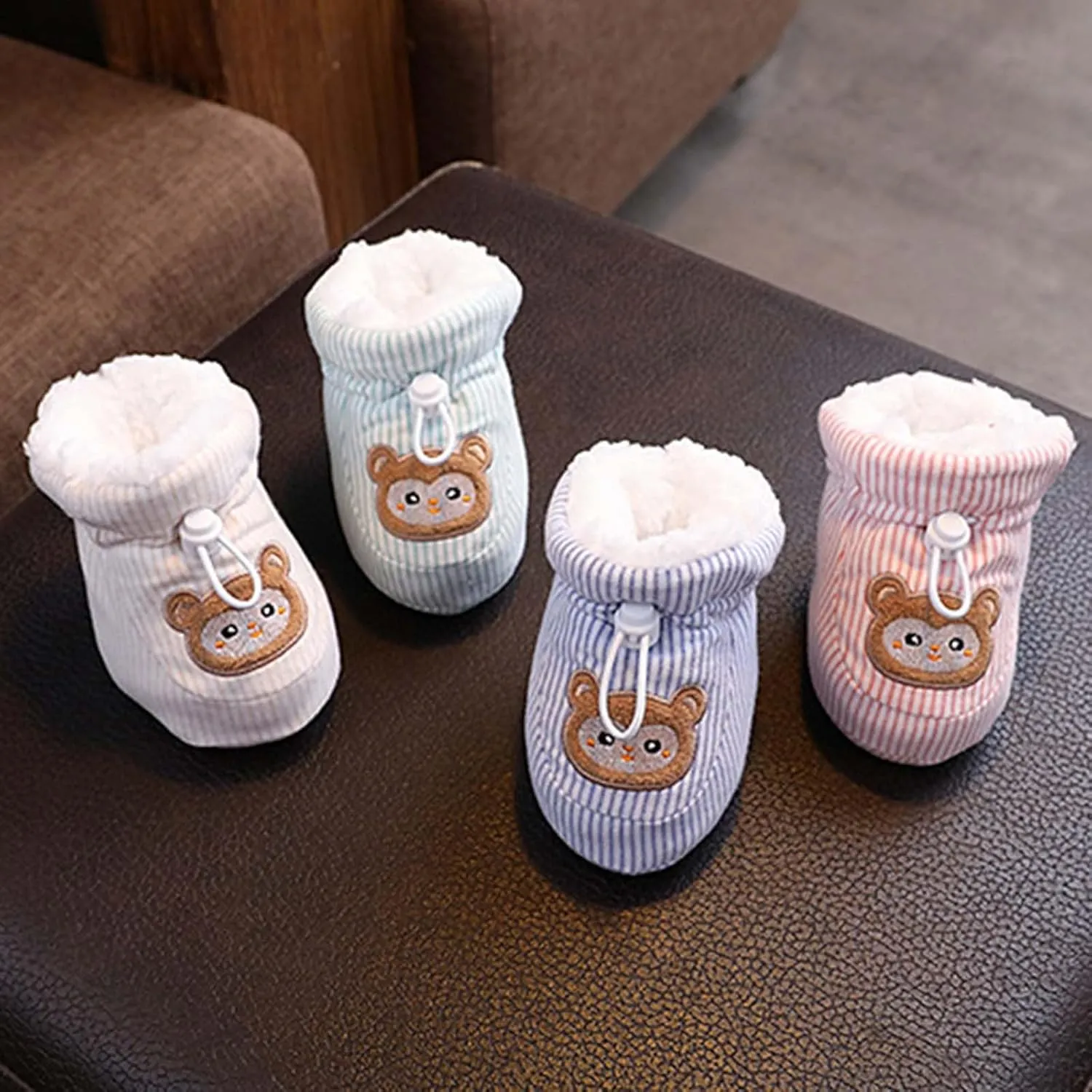 Warm  Baby Boots, 2024 Toddler Winter Soft Fr ining Ankle Non-Slip Rubber Texture Sole Snow rib Shoes