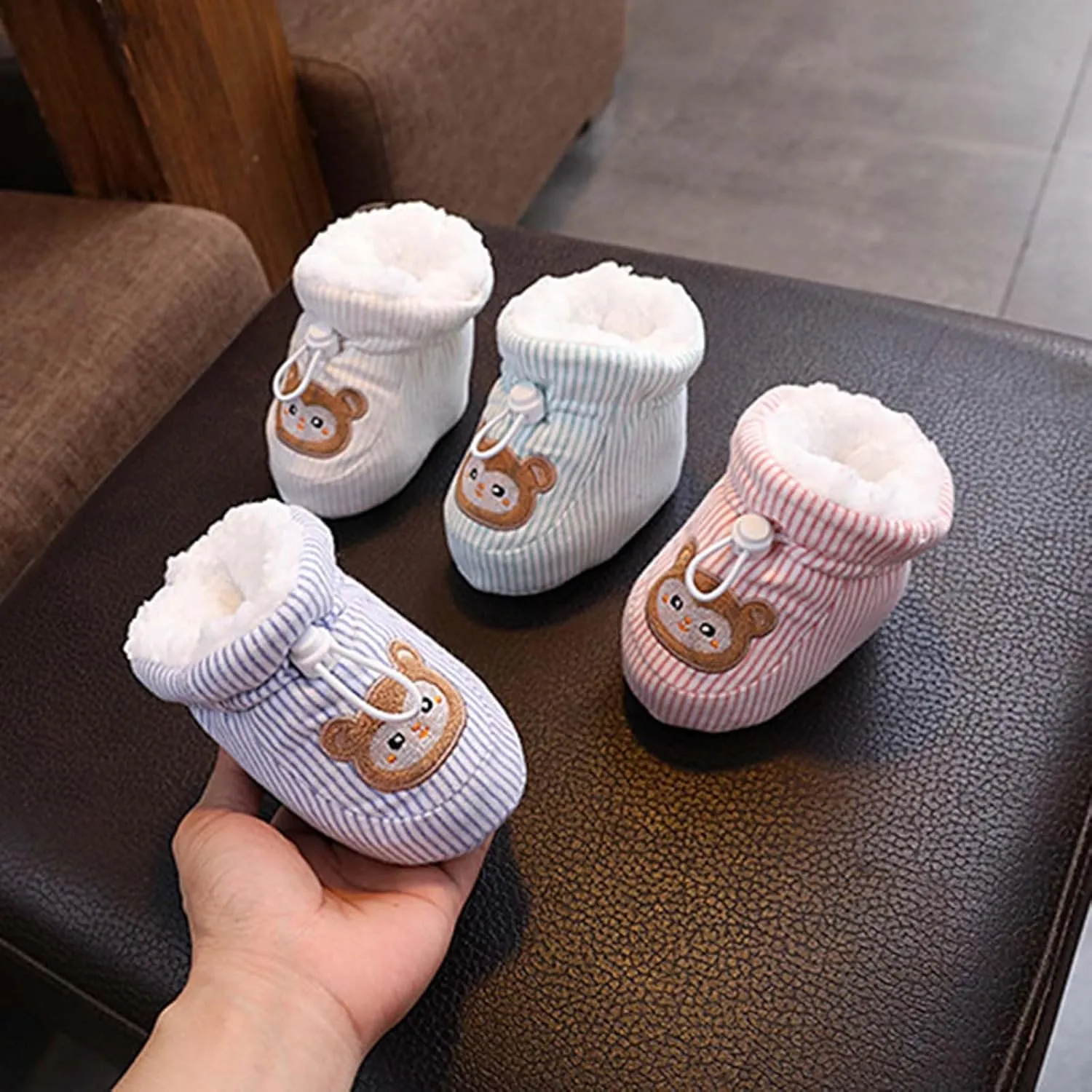 Warm  Baby Boots, 2024 Toddler Winter Soft Fr ining Ankle Non-Slip Rubber Texture Sole Snow rib Shoes