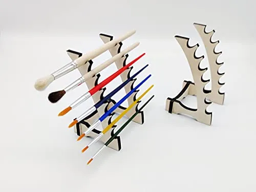 Whittlewud Wooden Paint Brush Rack Stand Pigment Ink, Paint brush stand, Paint Brush Holder